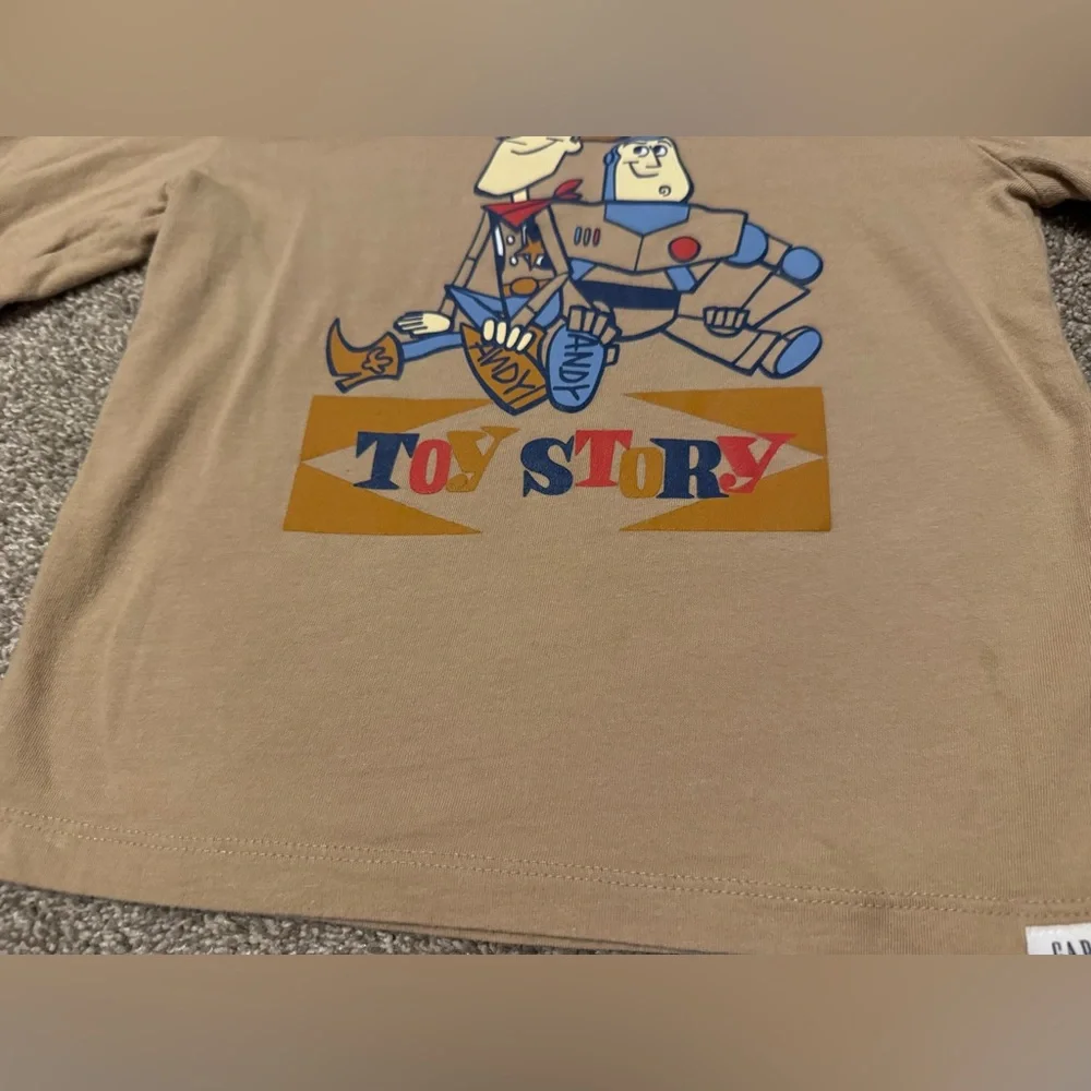 Gap x Toy Story Pixar Collab Toddler Boy 3T long sleeve t shirt Tan Woody Buzz